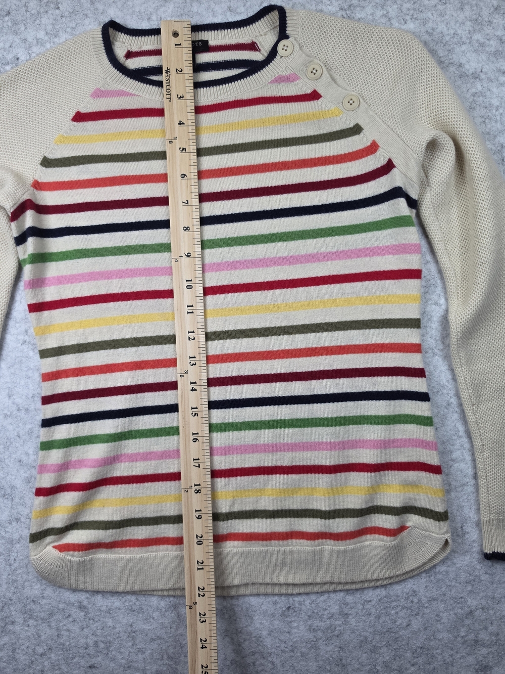 Talbots Cream Sweater with Multi-Color Stripes - Picture 6 of 10